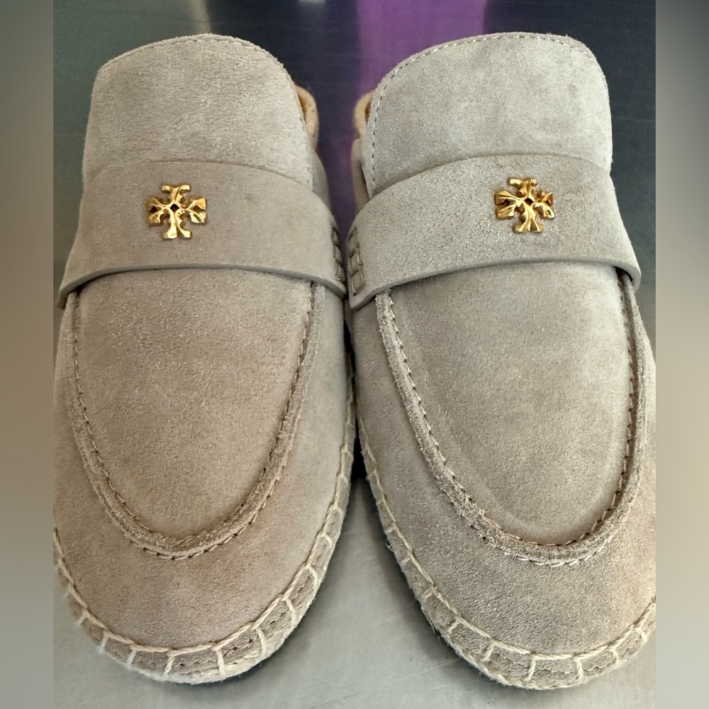 Tori Burch Women’s Suede Loafers with Gold Accent